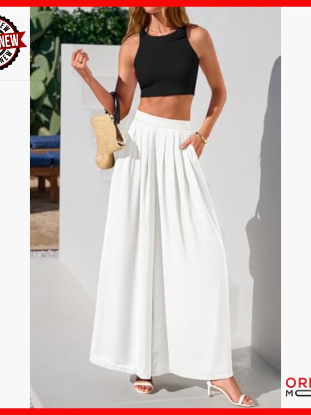 High Waisted Wide Leg Palazzo Pants Loose Fit Flowy Work Lounge - Picture 3 of 7